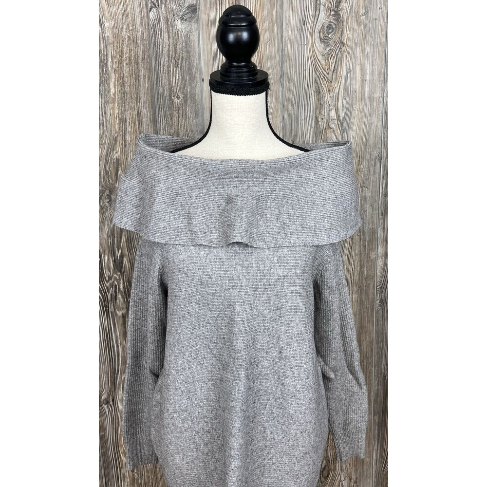 Seraphine Maternity Sweater Grey Knit Cowl Neck MED Soft‎ Cozy Warm Winter Chic - Picture 7 of 14